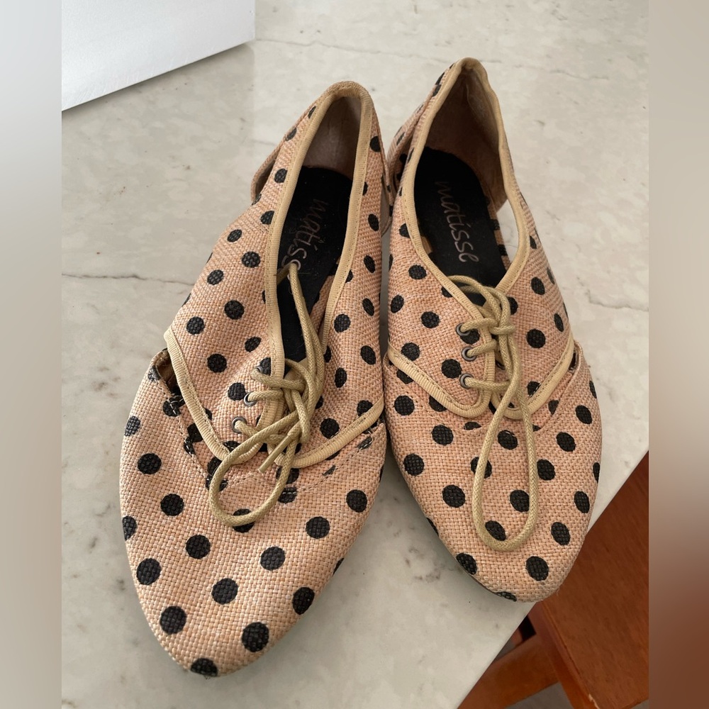 Matisse Women's Lace-Up Polka Dot Flats - Tan and Black